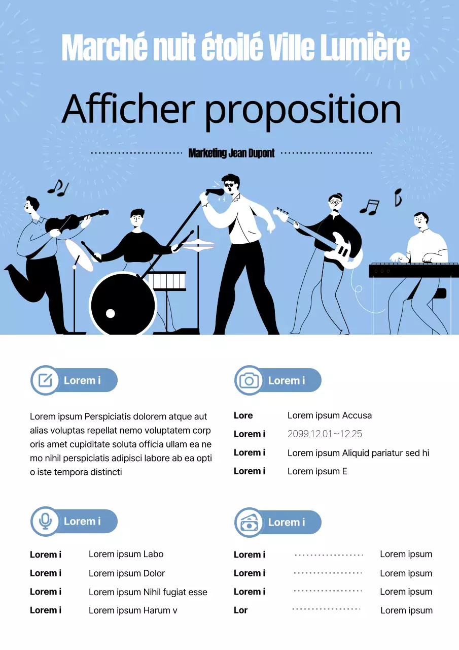 Prospectus avec un joli groupe sur fond bleu clair