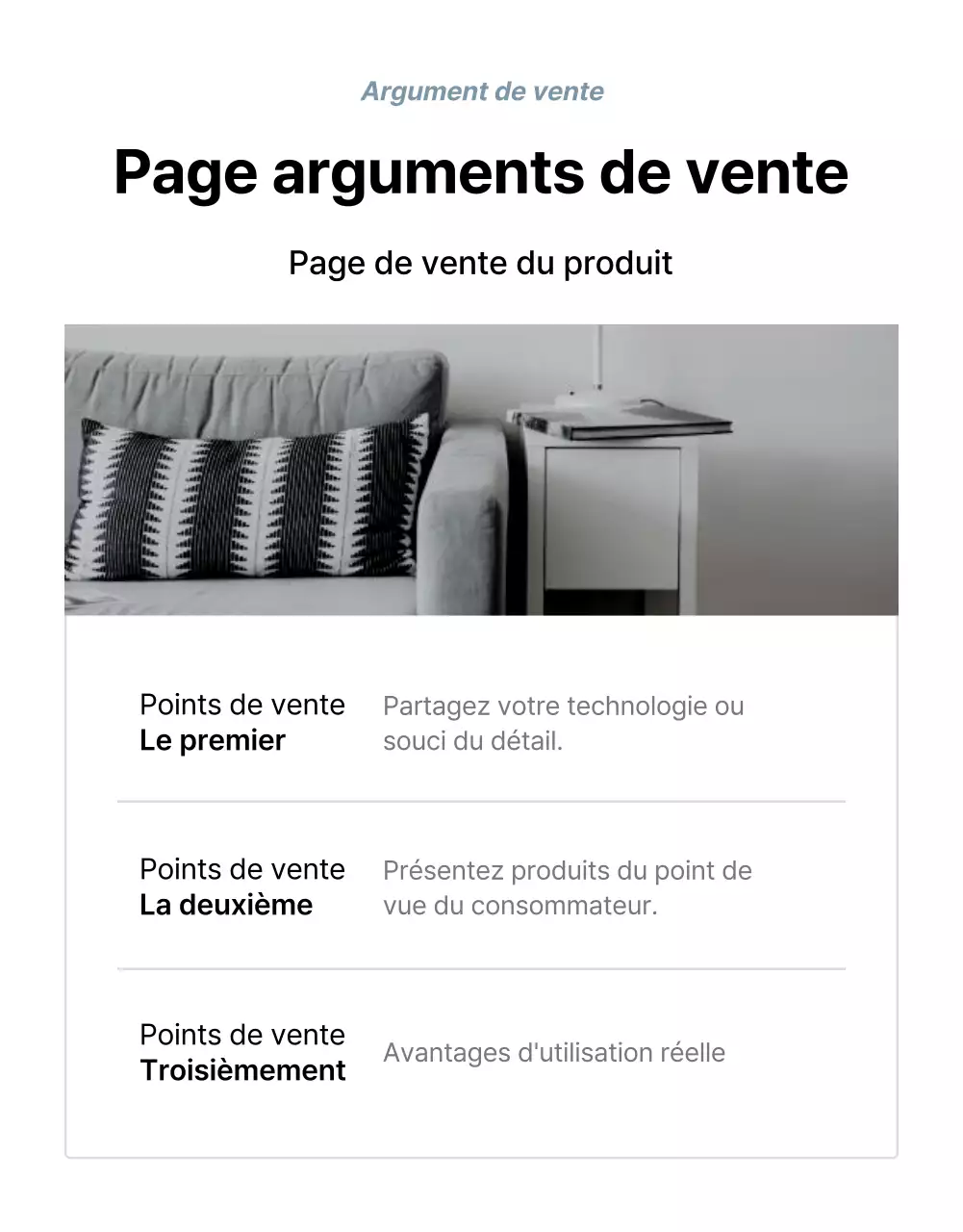 Promouvoir des produits pour vendre des meubles simples gris et bleus