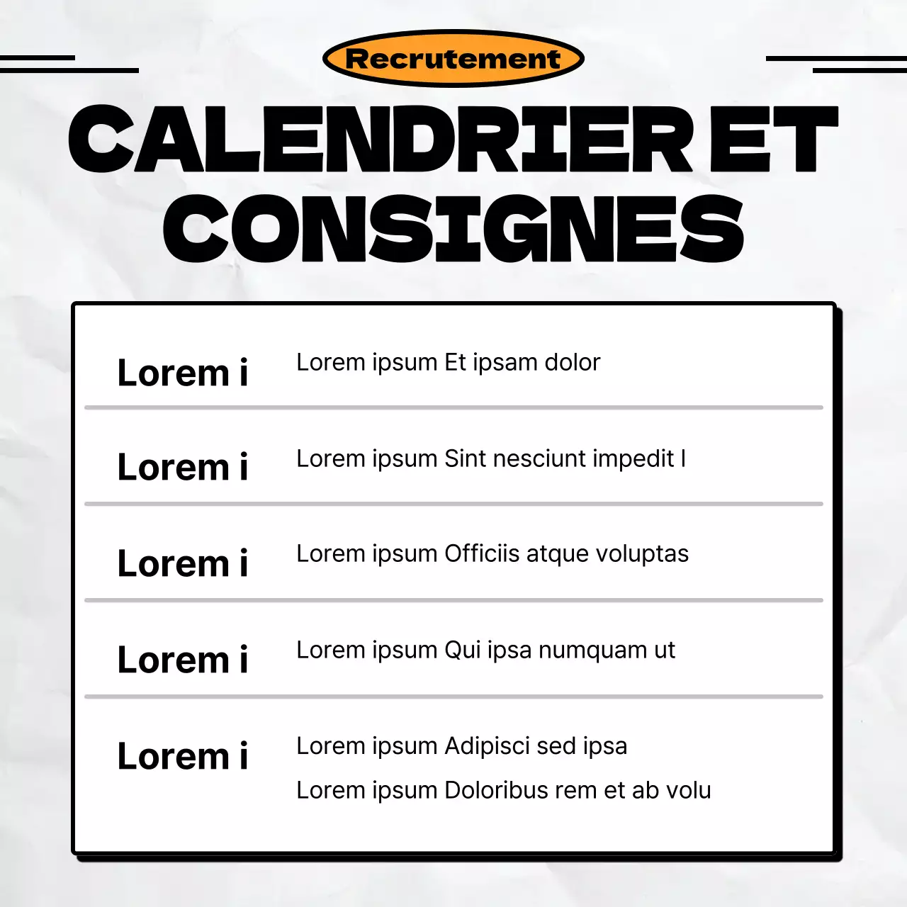 Annonce minimaliste de recrutement d'un club de football en noir et orange