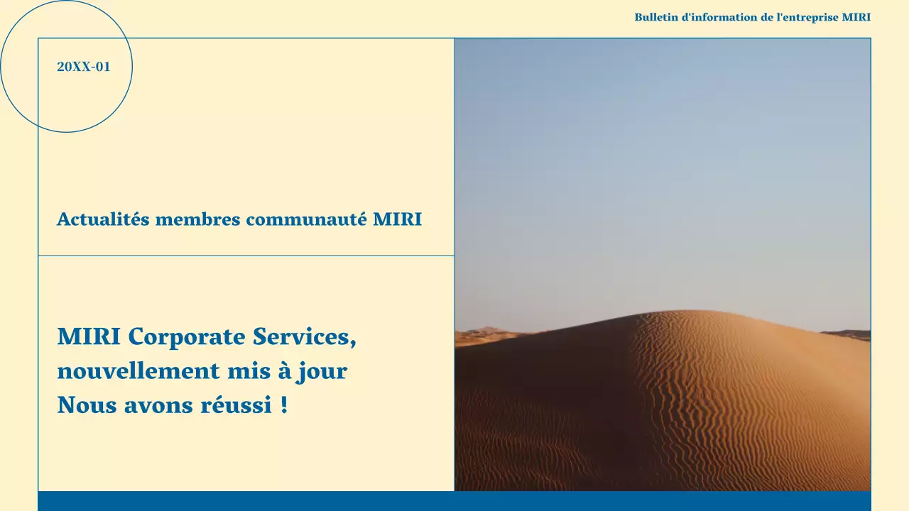 Lettre d'information minimaliste sur les services aux entreprises en beige et bleu