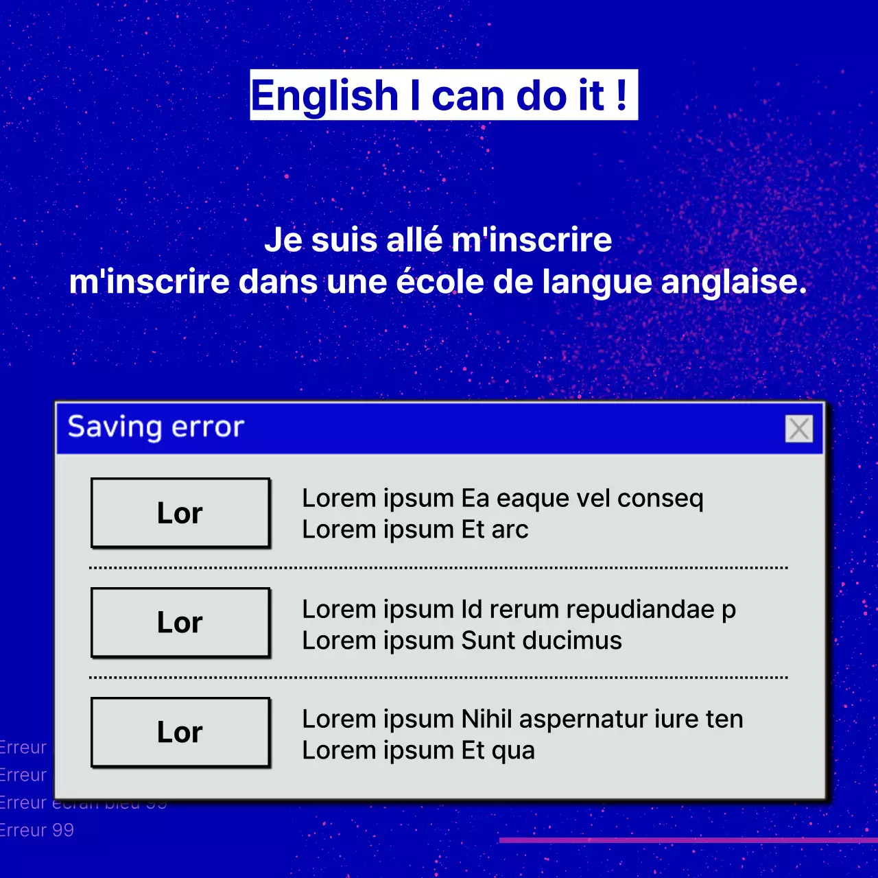 Faites la promotion de votre école de langues sur un fond bleu marine très tendance.