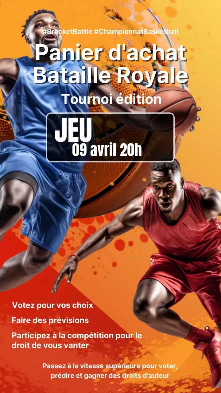 Publicité rouge et orange pour le vote de la "March Madness" (la folie des mars)