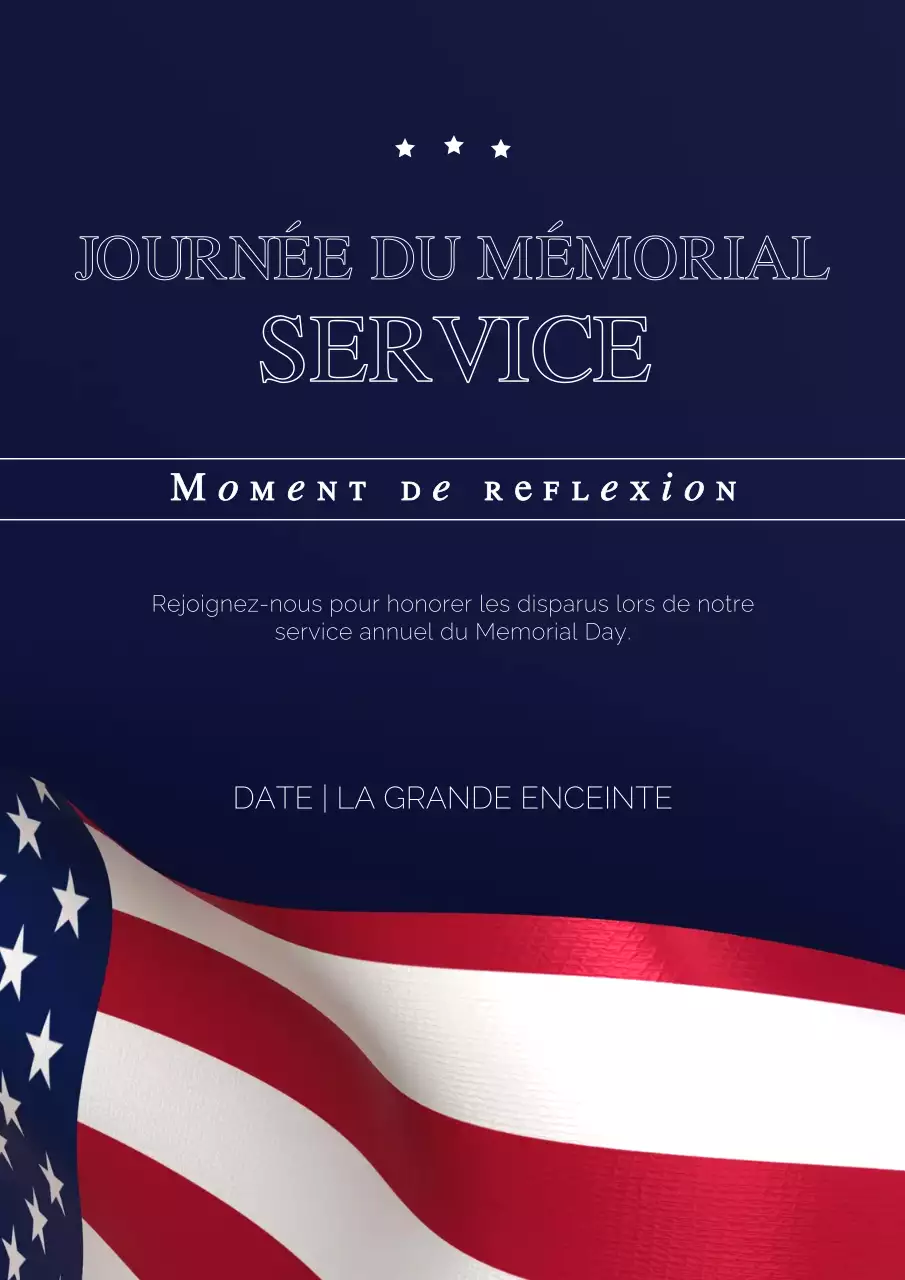 Invitation à la cérémonie traditionnelle du jour du souvenir en bleu marine et blanc