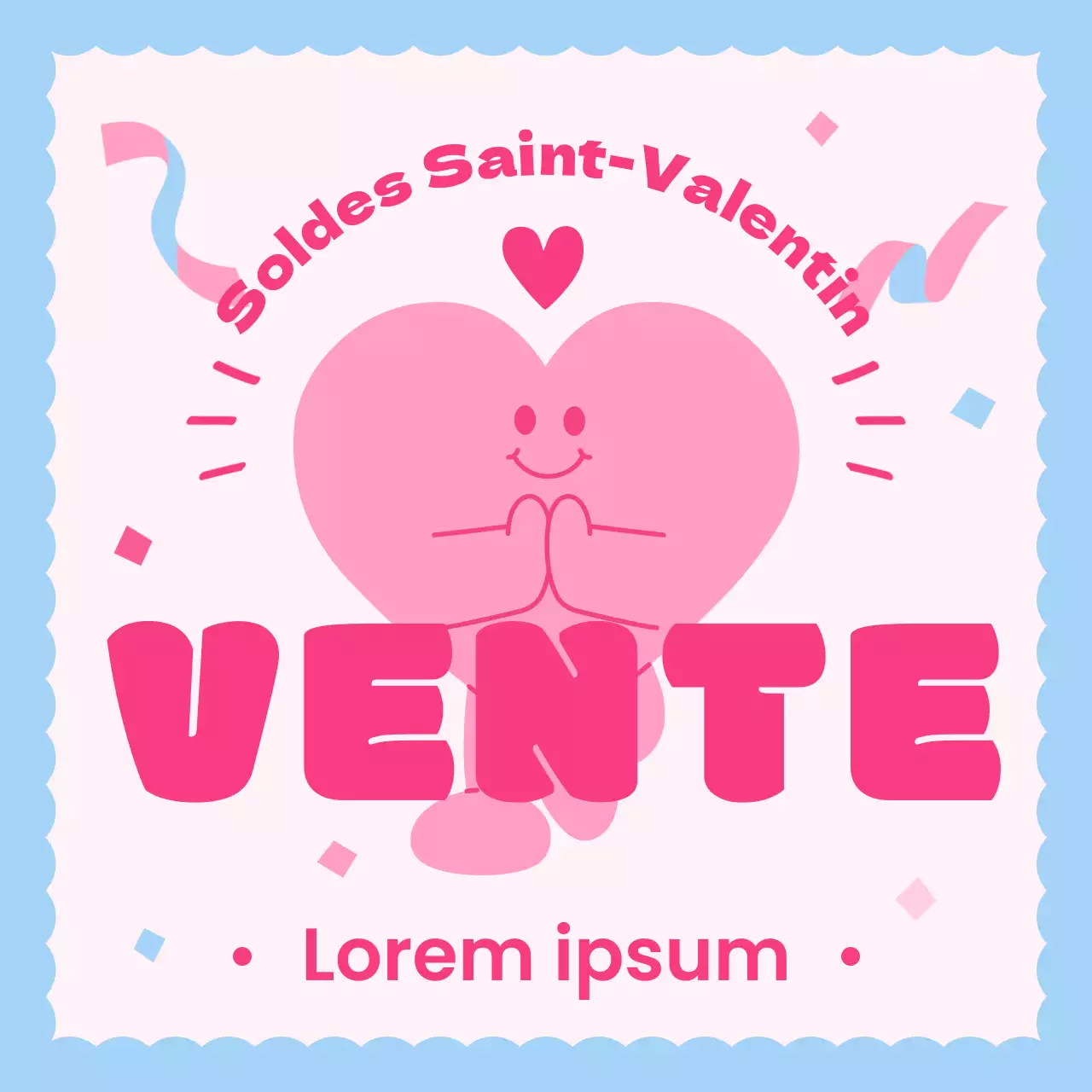 Une jolie publicité pour la Saint-Valentin en rose et bleu clair