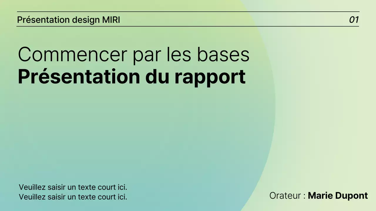 Un rapport de présentation simple, de couleur vert tilleul