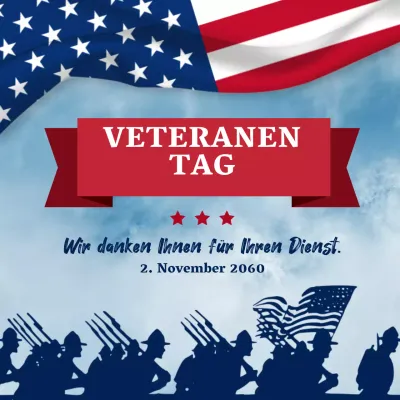 Blaue und rote Vintage-Werbung für den Veteranentag