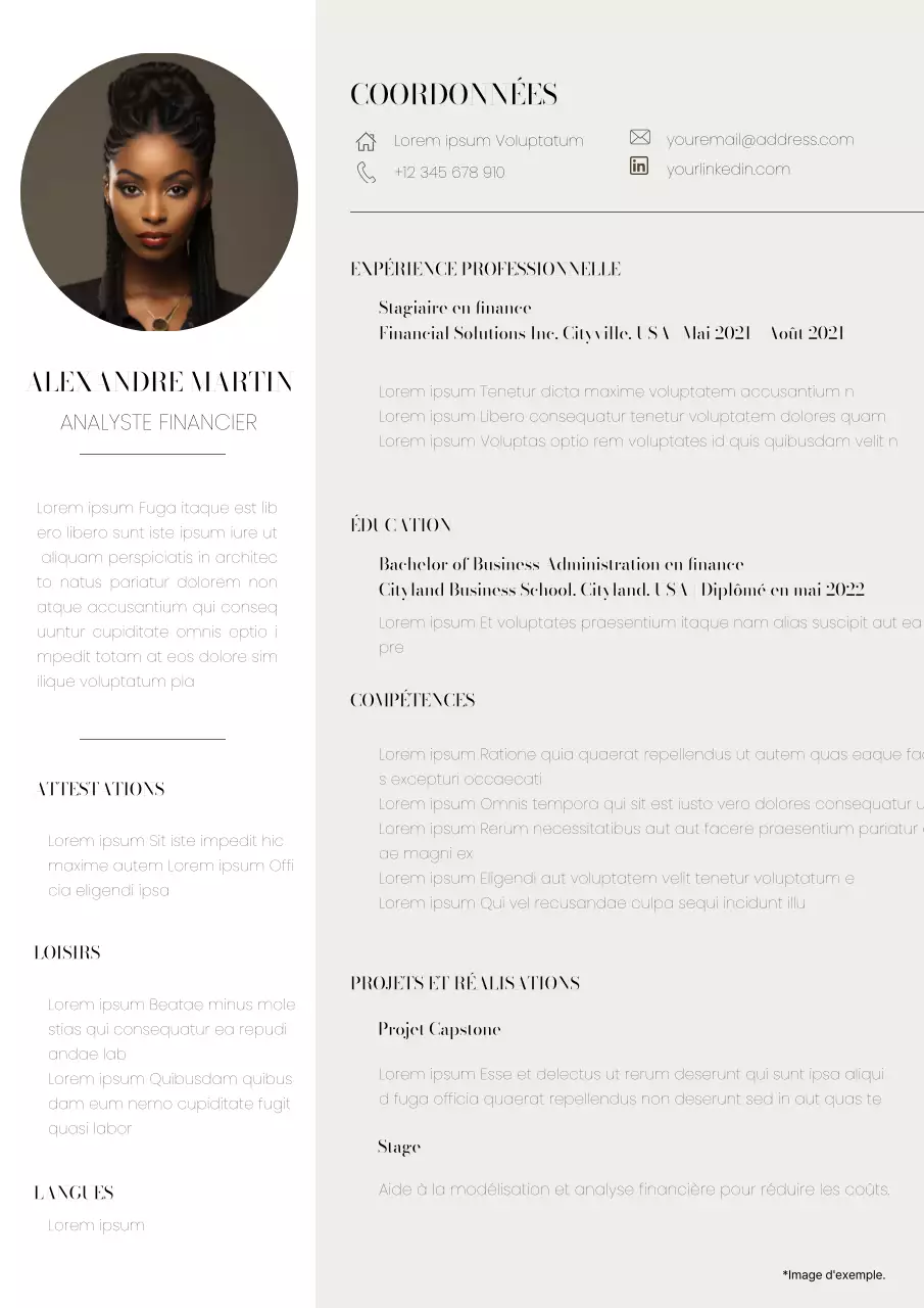 Gris et noir Minimal New Graduate Resume