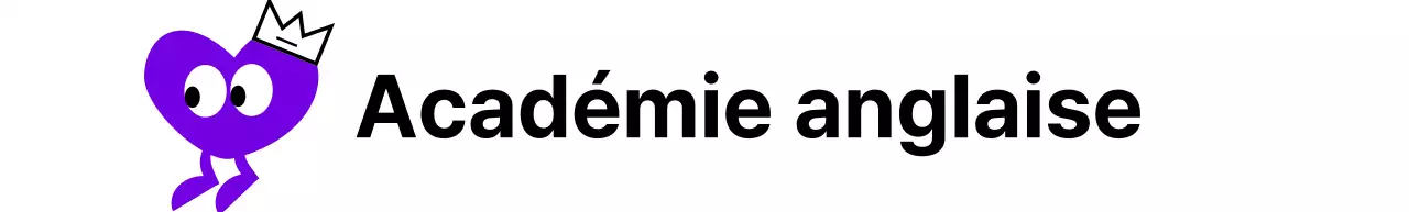 Académie d'anglais avec un concept mignon mettant en scène des personnages au cœur violet