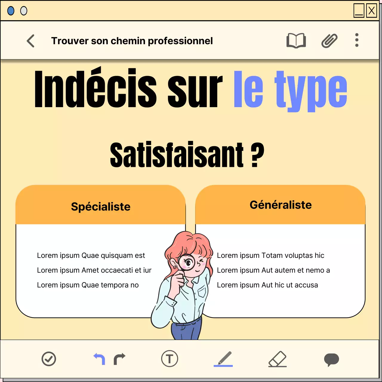 Un guide de planification de carrière avec un concept de bloc-notes jaune et kitsch