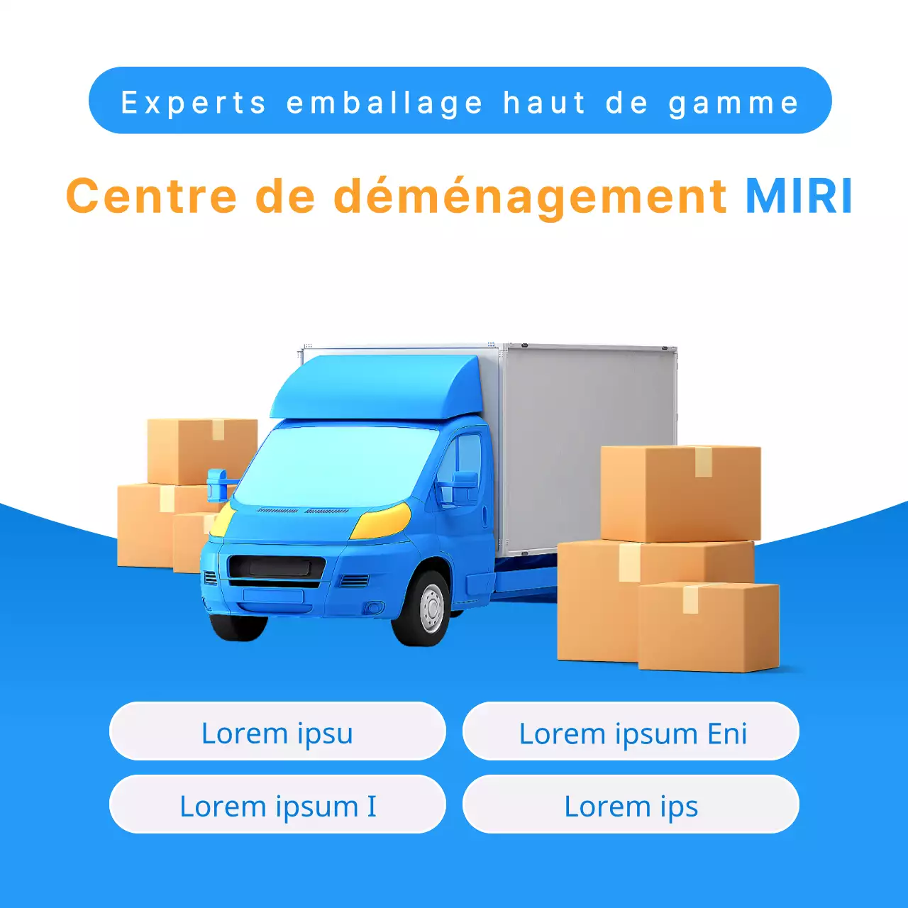 Emballage simple en bleu pour promouvoir le centre