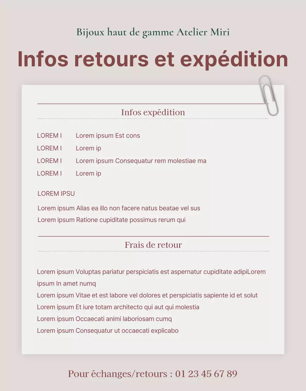 Une publicité vendant un lookbook d'accessoires de bijoux tendance en rose et marron.