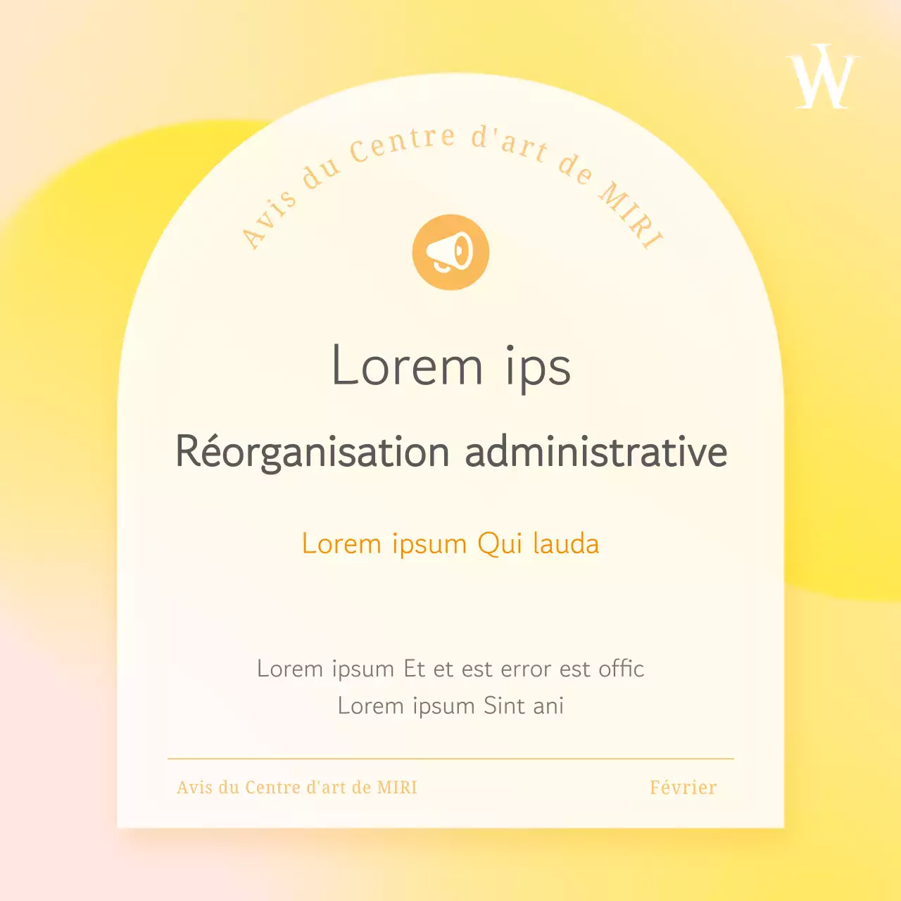 Annonce d'une réorganisation administrative moderne, jaune et grise