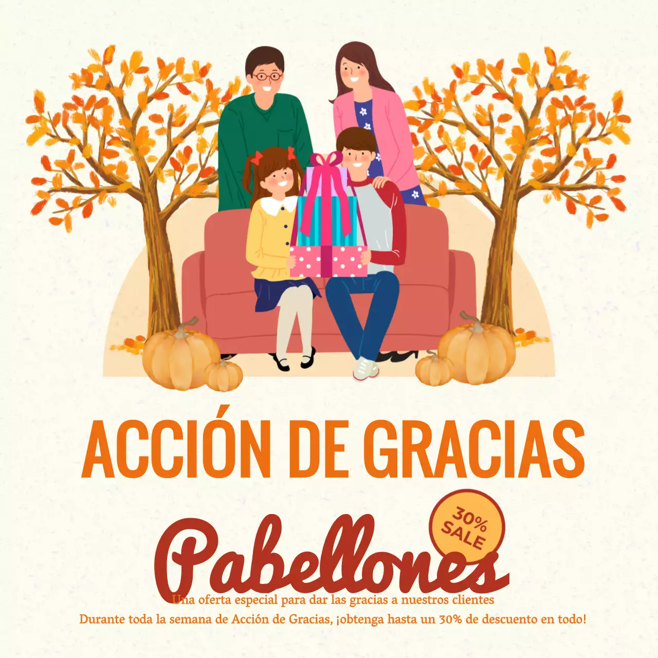 Amarillo y naranja sencillo Acción de Gracias Venta promocional