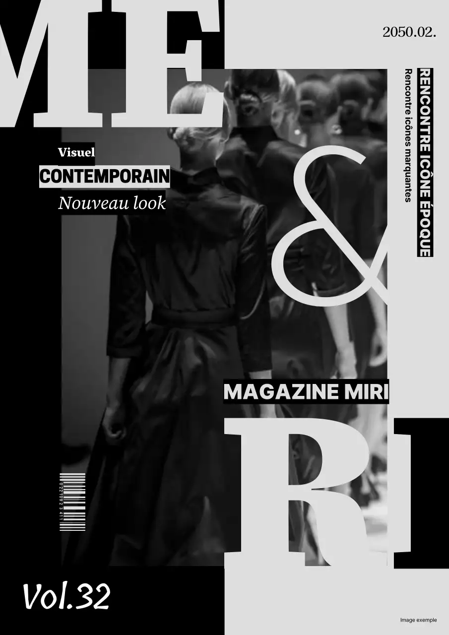 Couverture de magazine de mode minimaliste en blanc et noir