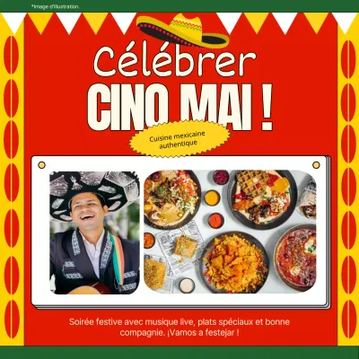 Publicité pour l'événement du restaurant mexicain Red and Green Kitsch