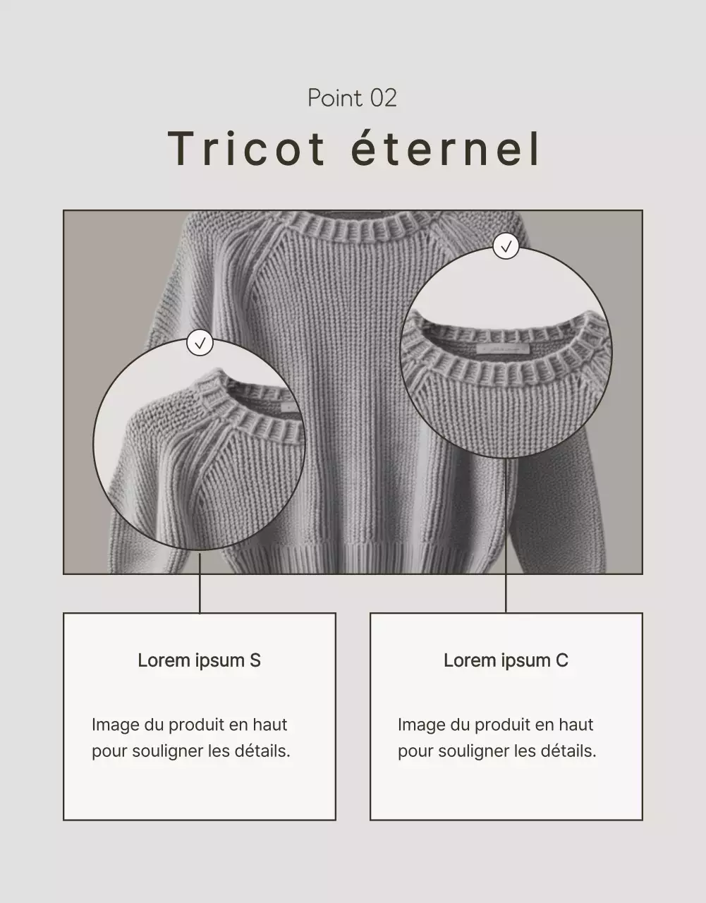 Publicité pour des tricots d'hiver modernes en beige et marron