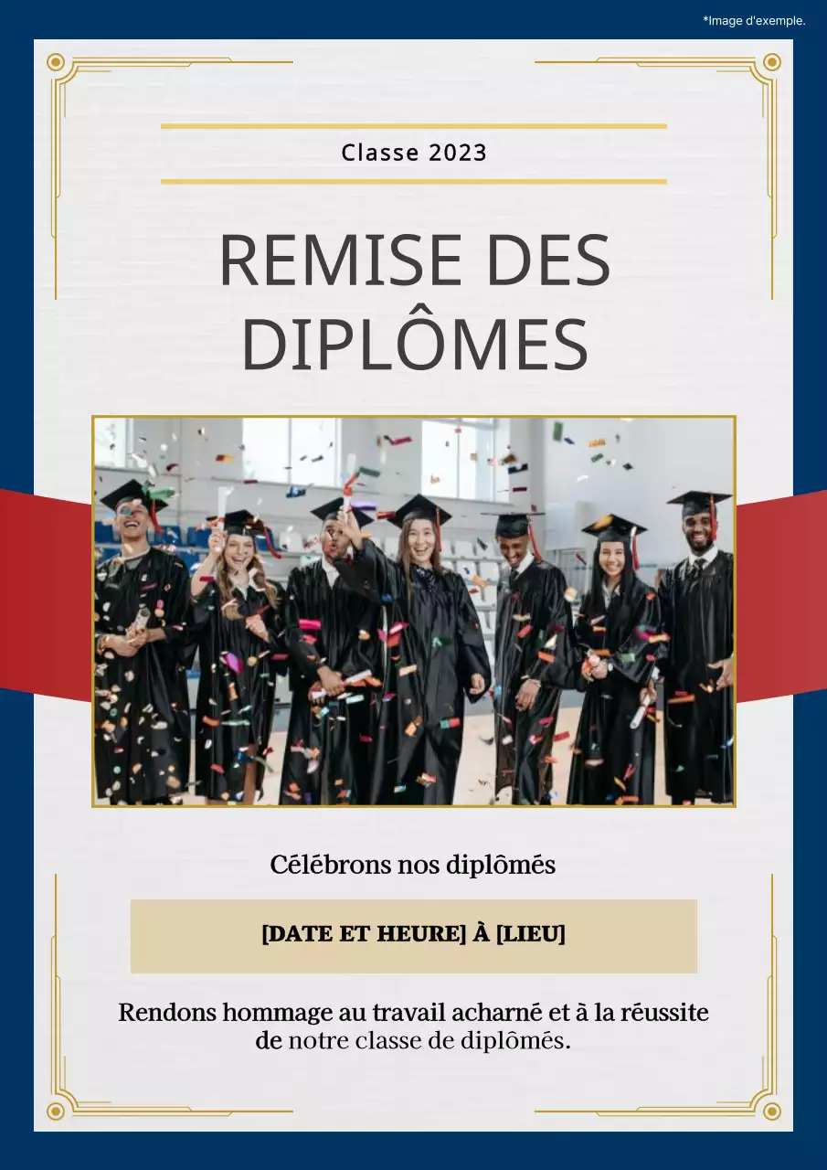 Invitation à la cérémonie de remise des diplômes classique blanc et bleu