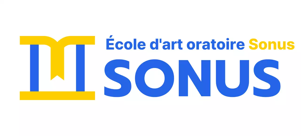 Conception d'une école de la parole en couleur avec une icône représentant un podium