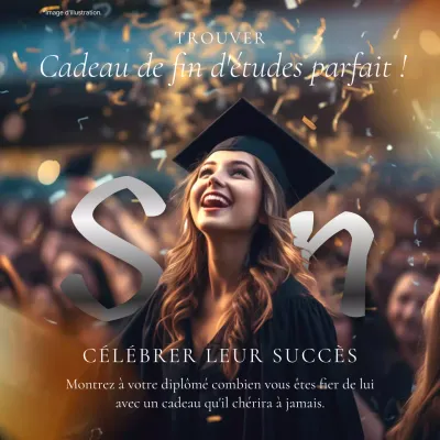 Publicité argent et or pour un cadeau de fin d'études élégant