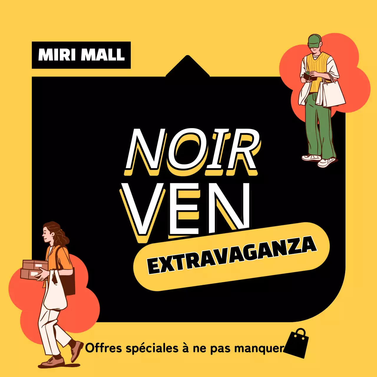 Annonce de bonnes affaires pour le vendredi noir en jaune et noir