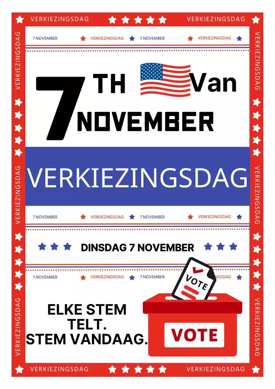 Rood en blauw trendy aankondiging verkiezingsdag