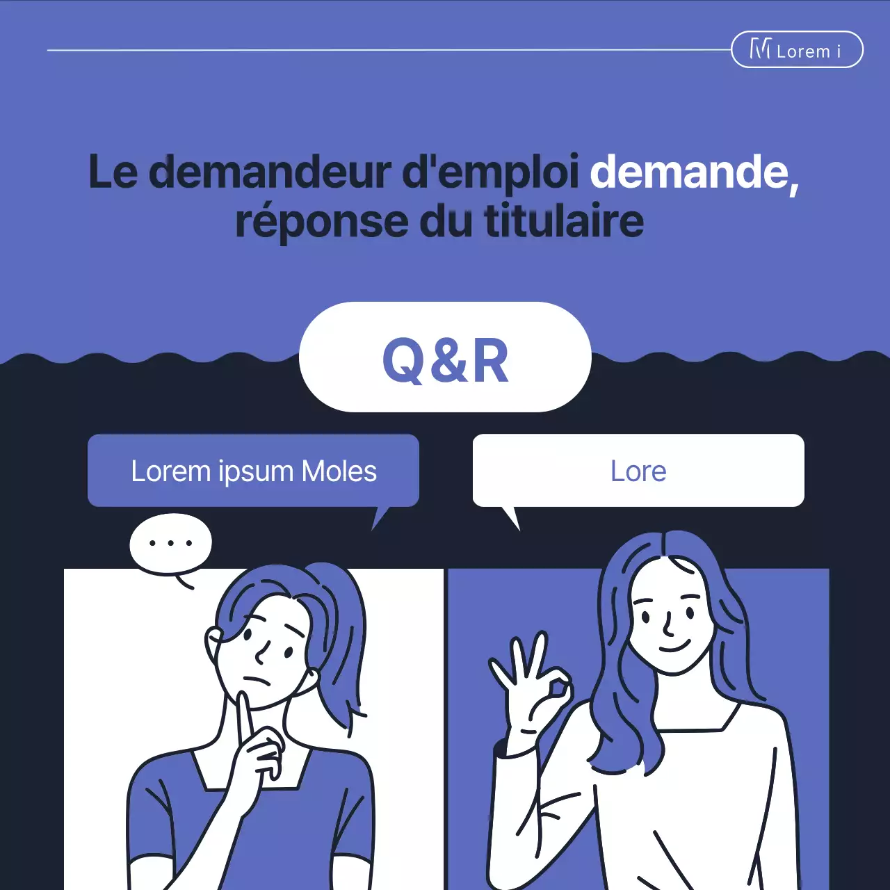 Une lettre de motivation simple, de couleur bleu marine, pour une demande d'emploi.