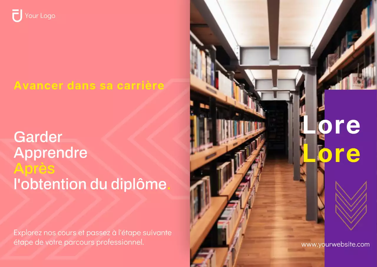 Publicité sur la formation professionnelle géométrique rose et violet