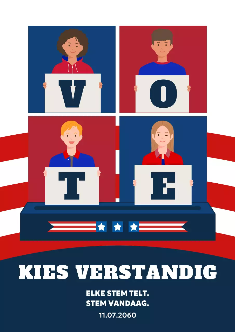 Blauw en rood trendy aankondiging verkiezingsdag