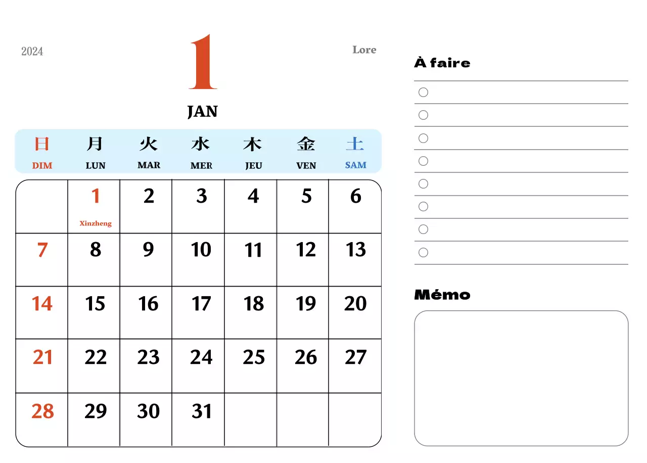 Sous-verres rétro rouges et bleus calendrier de mémoire