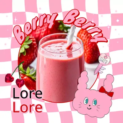 Promouvoir le jus de fraise de café kitsch en rose et rouge