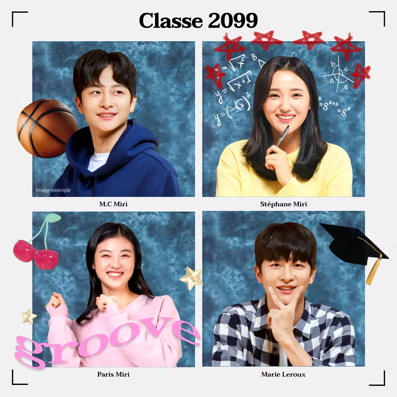 Blue's retro life four-cut post