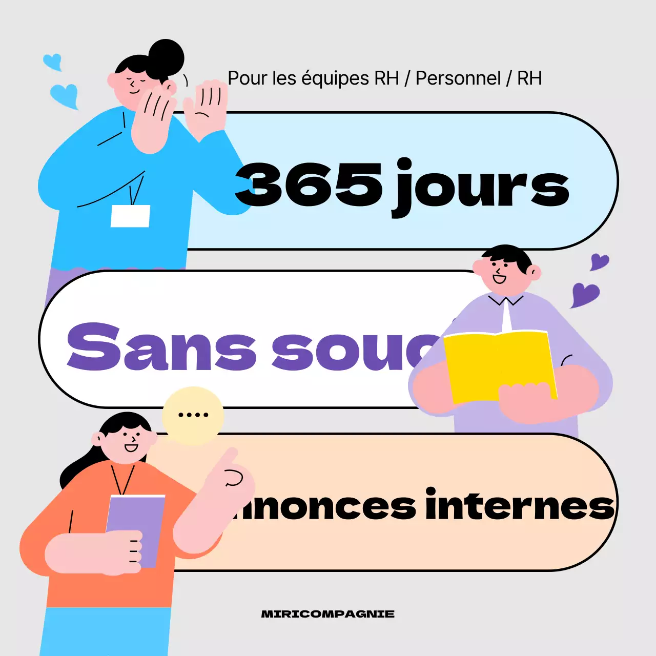 Une annonce de RH grise et arc-en-ciel un an après