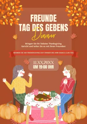 Orange und braun trendy Friendsgiving Day Einladung