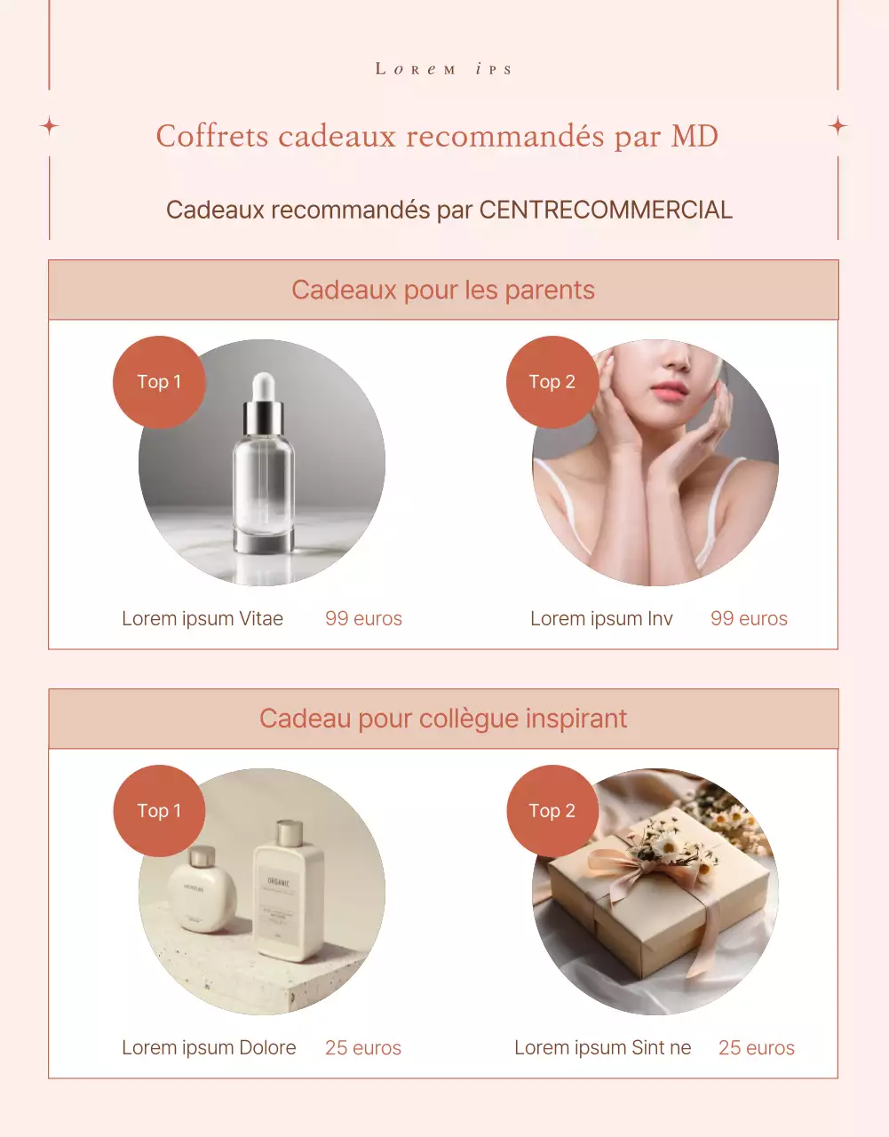 Promouvoir un coffret de Noël tendance en rose et beige