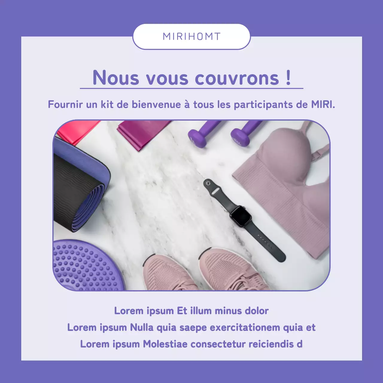 Promouvoir une séance d'entraînement à domicile mauve et moderne pour recruter des supporters