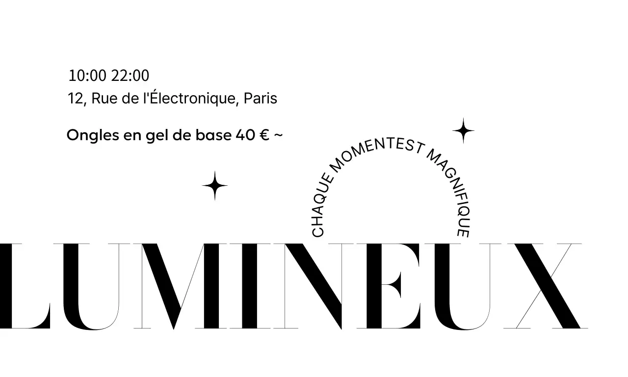 Luxueux salon de beauté avec mise en page de texte avec empattements et paillettes