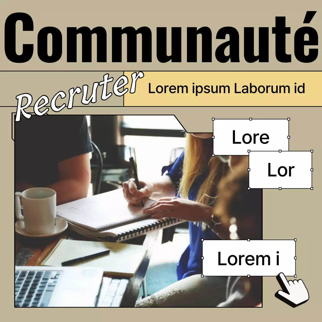 Promouvoir un recrutement communautaire moderne en beige et noir