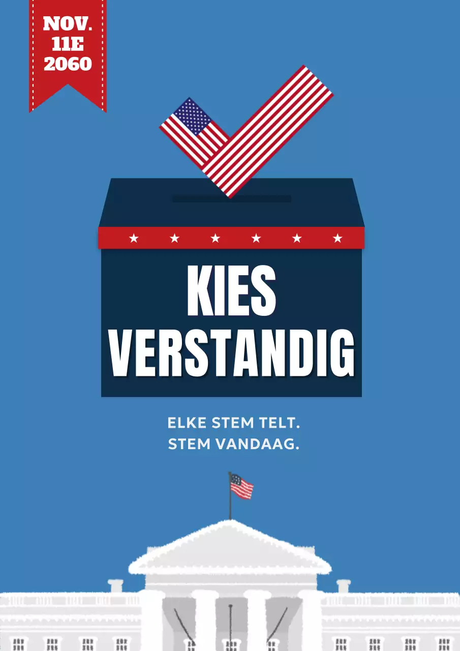 Hemelsblauw en marineblauw minimaal bericht voor verkiezingsdag