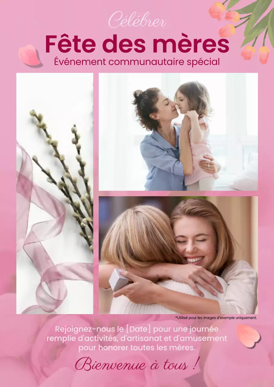 Publicité rose et blanche pour la fête des mères