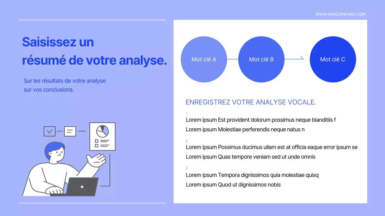 Un modèle simple de rapport d'organisation de l'information en bleu et blanc