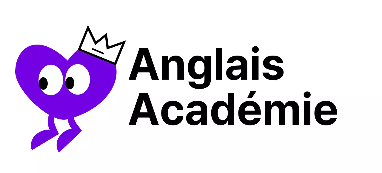 Académie d'anglais avec un concept mignon mettant en scène des personnages au cœur violet