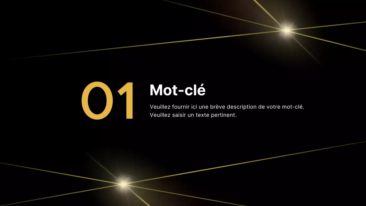 L'or et le noir pour une présentation de classe lors d'une conférence d'affaires