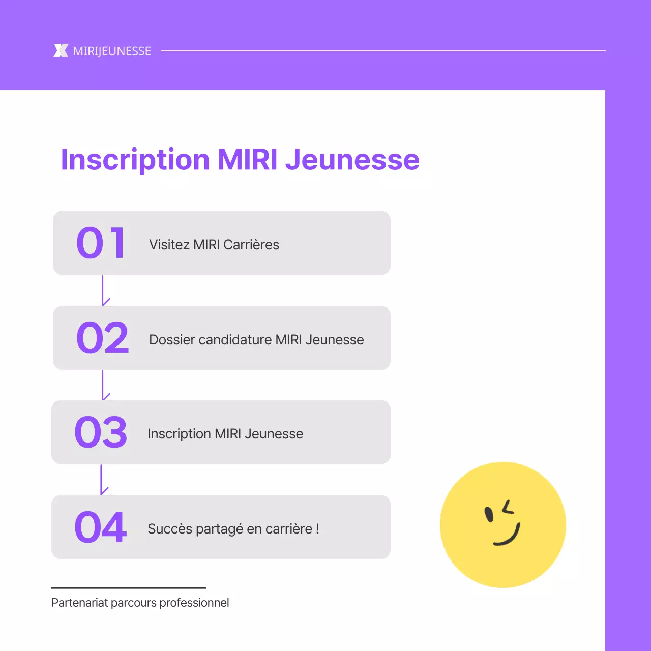Un simple argumentaire de recrutement communautaire en violet et blanc