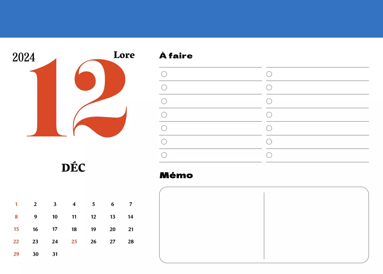 Sous-verres rétro rouges et bleus calendrier de mémoire