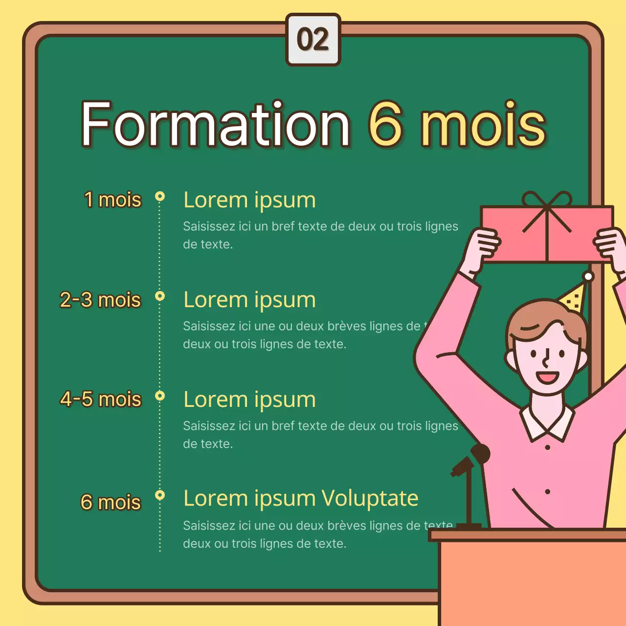 Un joli billet de fin d'études jaune et vert