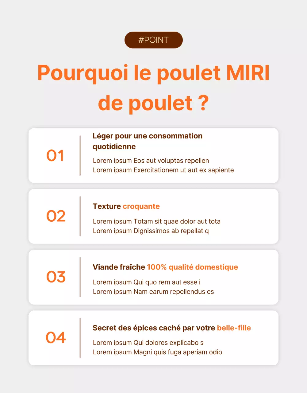 Promouvoir les blancs de poulet Simple Diet à l'orange et au marron