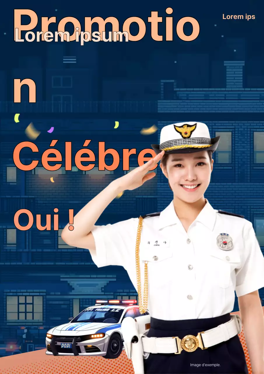 Annonce du personnel de police avec des accents orange et bleu marine