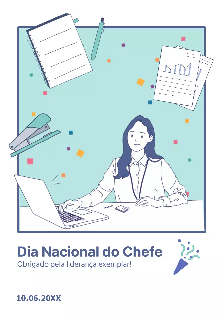 Publicidade mínima em branco e menta para o Dia Nacional do Patrão
