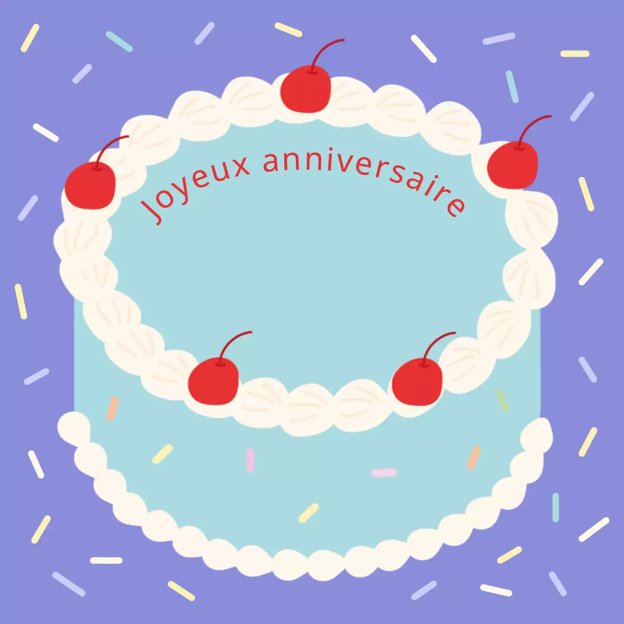 Un joli mot d'anniversaire rouge et lavande