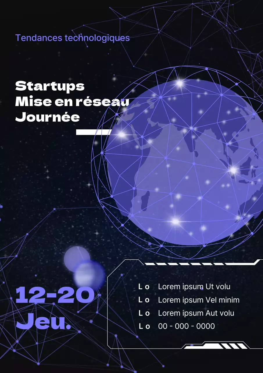 Promouvoir la journée de réseautage des startups avec un look cybernétique en violet et noir